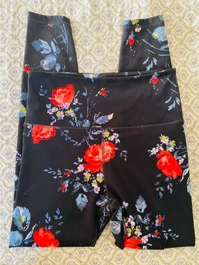 Victoria's Secret Leggings with Red & Blue Floral Print